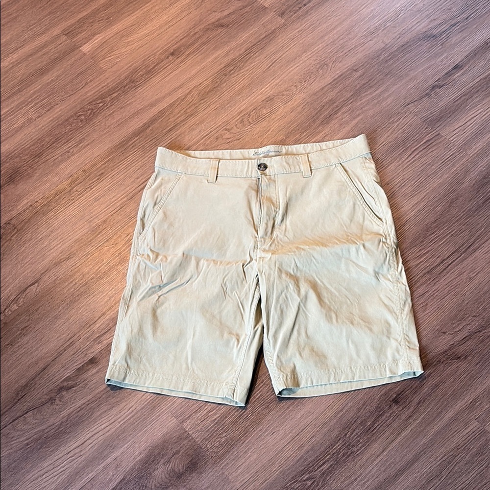 Eddie Bauer Tan Flat Front Bermuda Shorts
